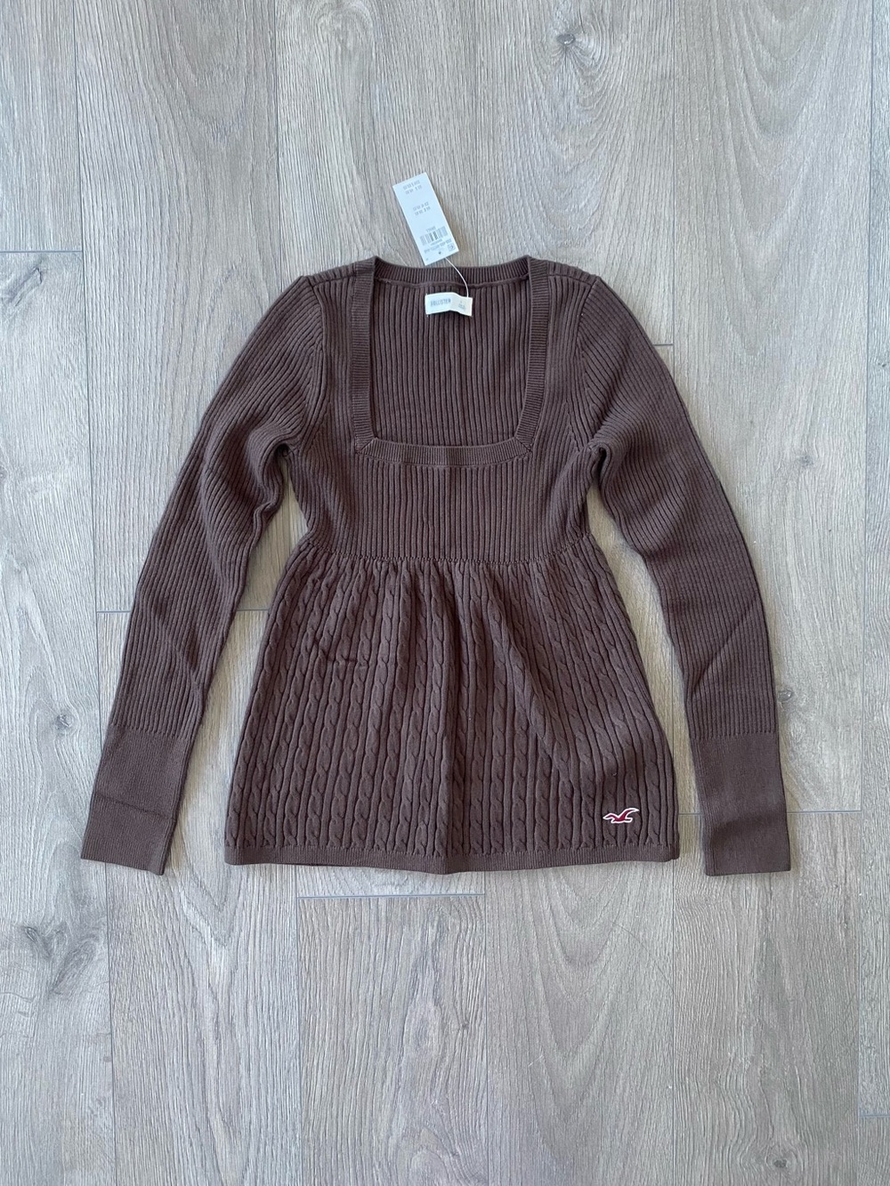 Hollister Long Sleeve Square Neck Babydoll Sweater